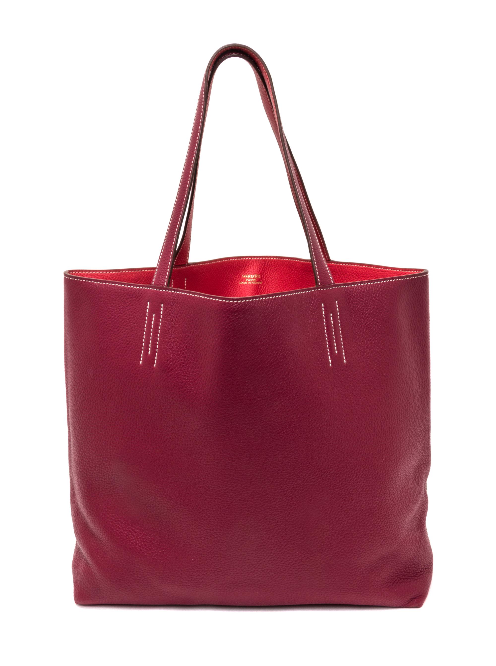 An Hermes Rubis/Bougainvillea 45cm Taurillon Clemence Double Sens Tote, 17.5" x 15.5" x 5".