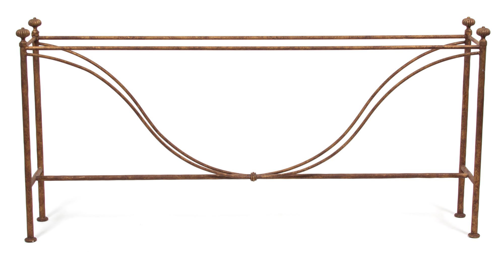 A Contemporary Glass and Gilt Metal Console Table Height 34 x width 72 x depth 12 inches. — 20TH CENTURY