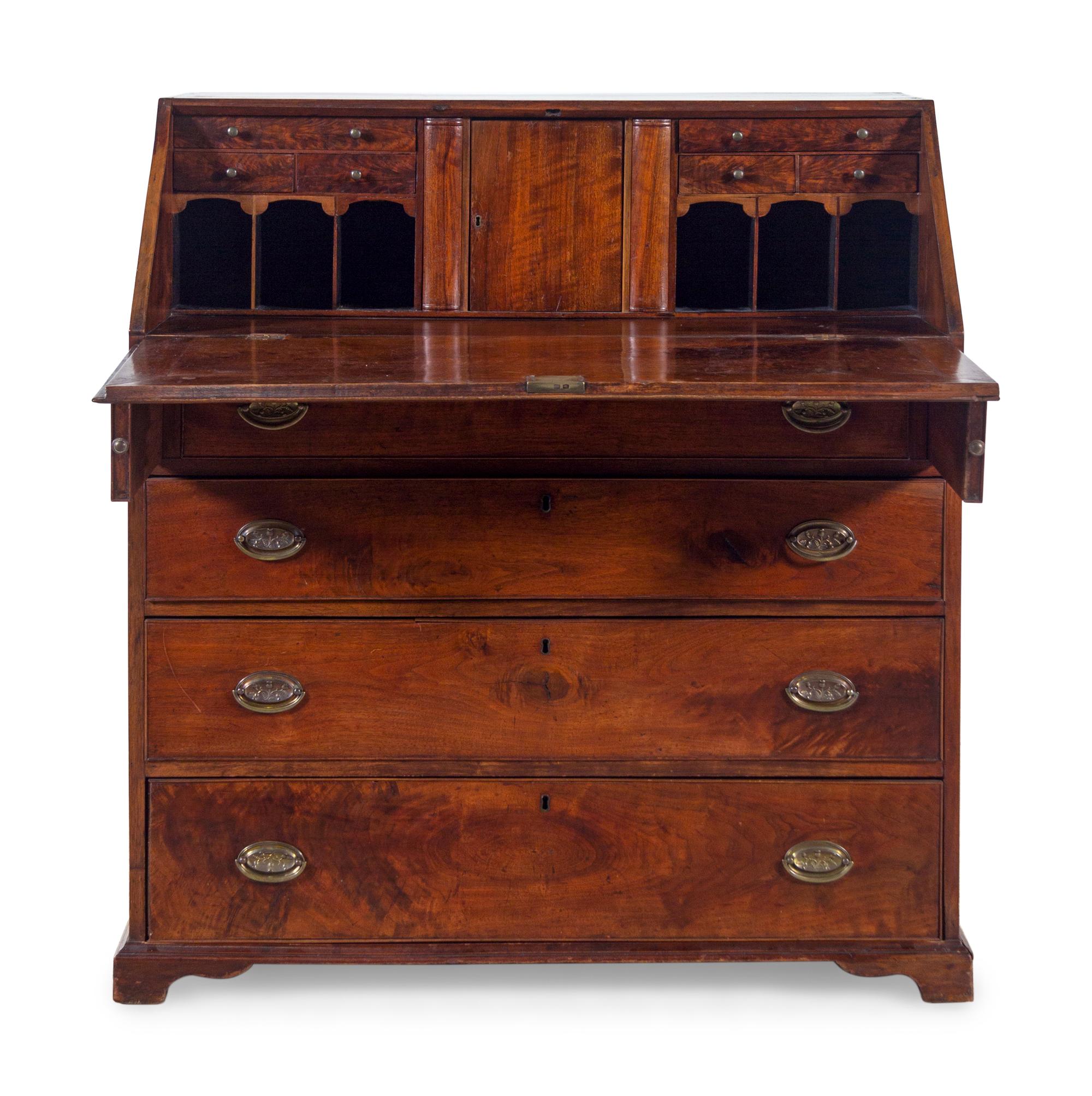 A Chippendale Walnut Slant-Front Bureau