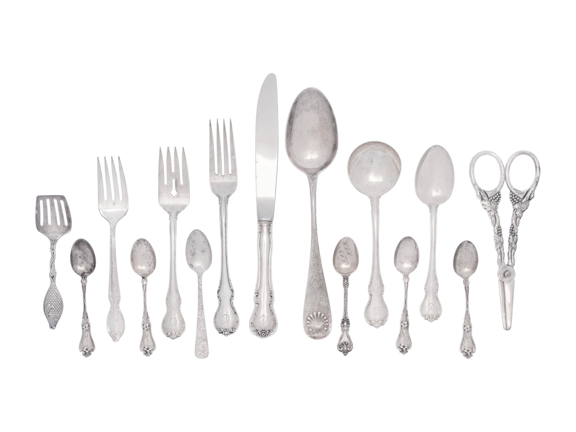 A Mixed Silver and Silver-Plate Flatware Service