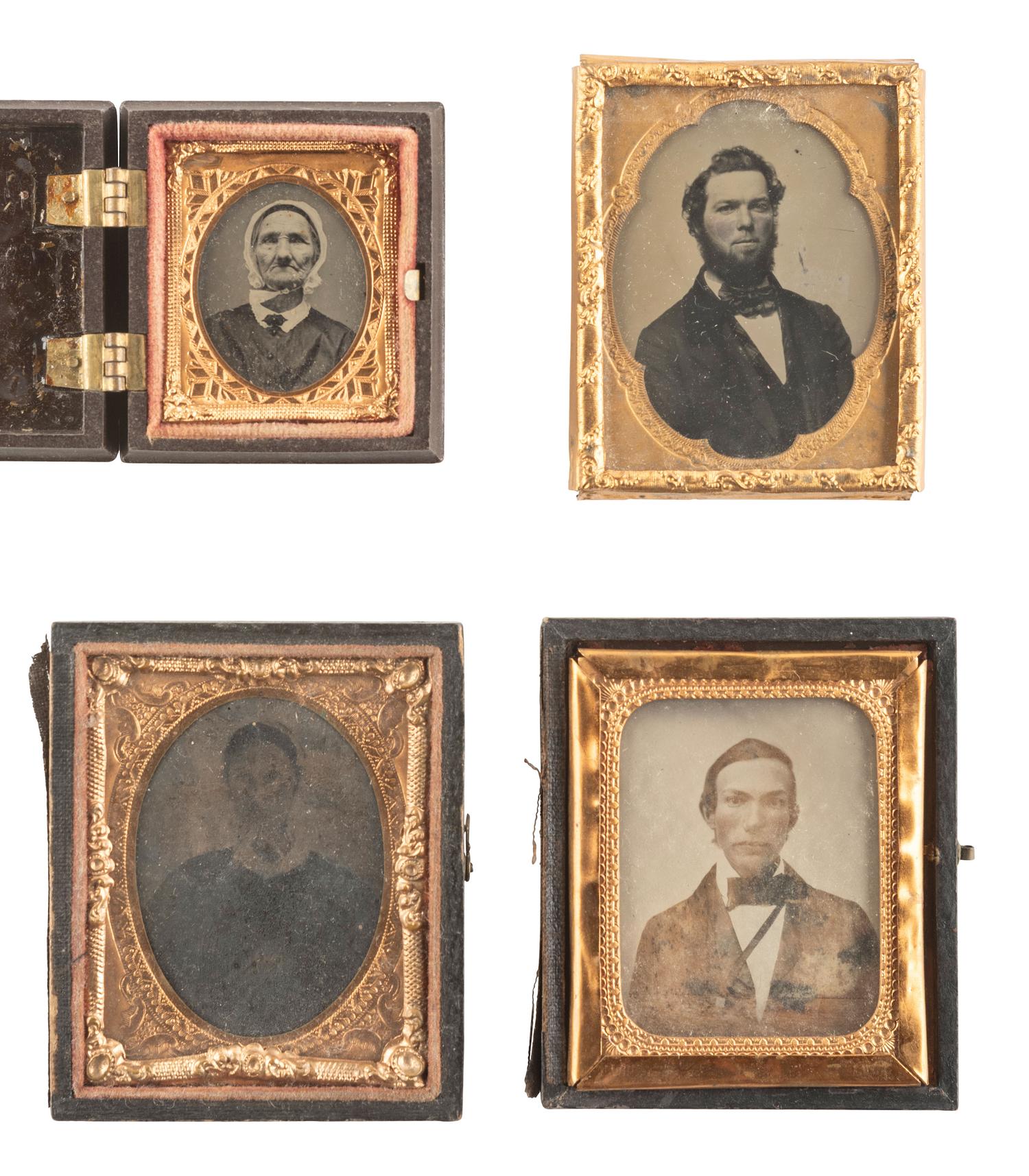 [EARLY PHOTOGRAPHY]. A group of 51 assorted ambrotype and tintype portraits of men, women, and children.