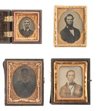 [EARLY PHOTOGRAPHY]. A group of 51 assorted ambrotype and tintype portraits of men, women, and children.