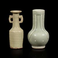 Two Chinese celadon-glazed small vases Ming to late Qing dynasty