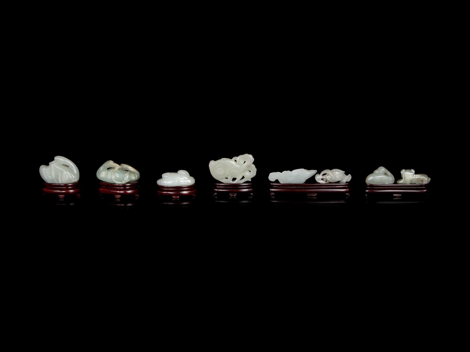 Eight Chinese Carved Jade Figures of Animals