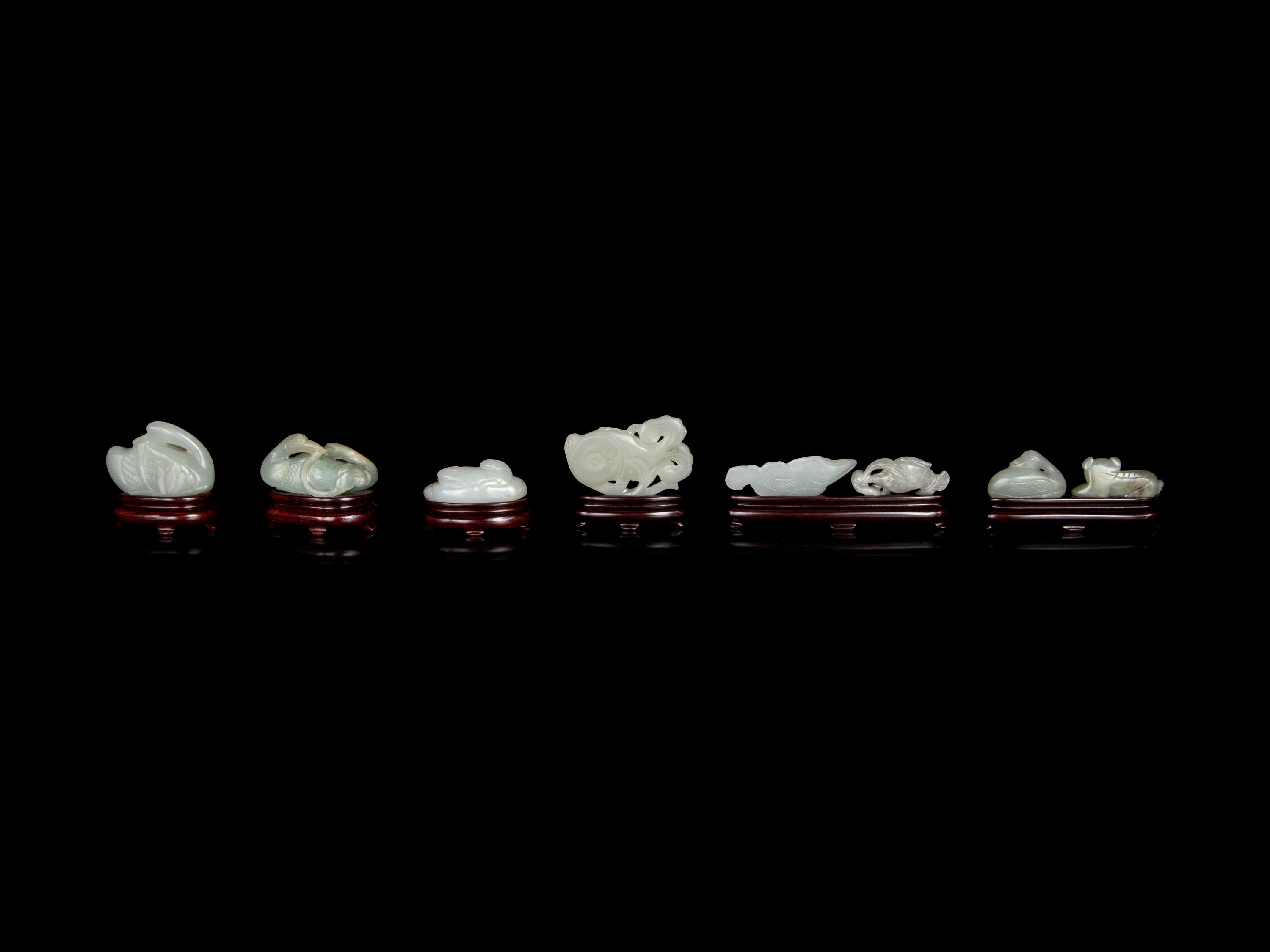 Eight Chinese Carved Jade Figures of Animals