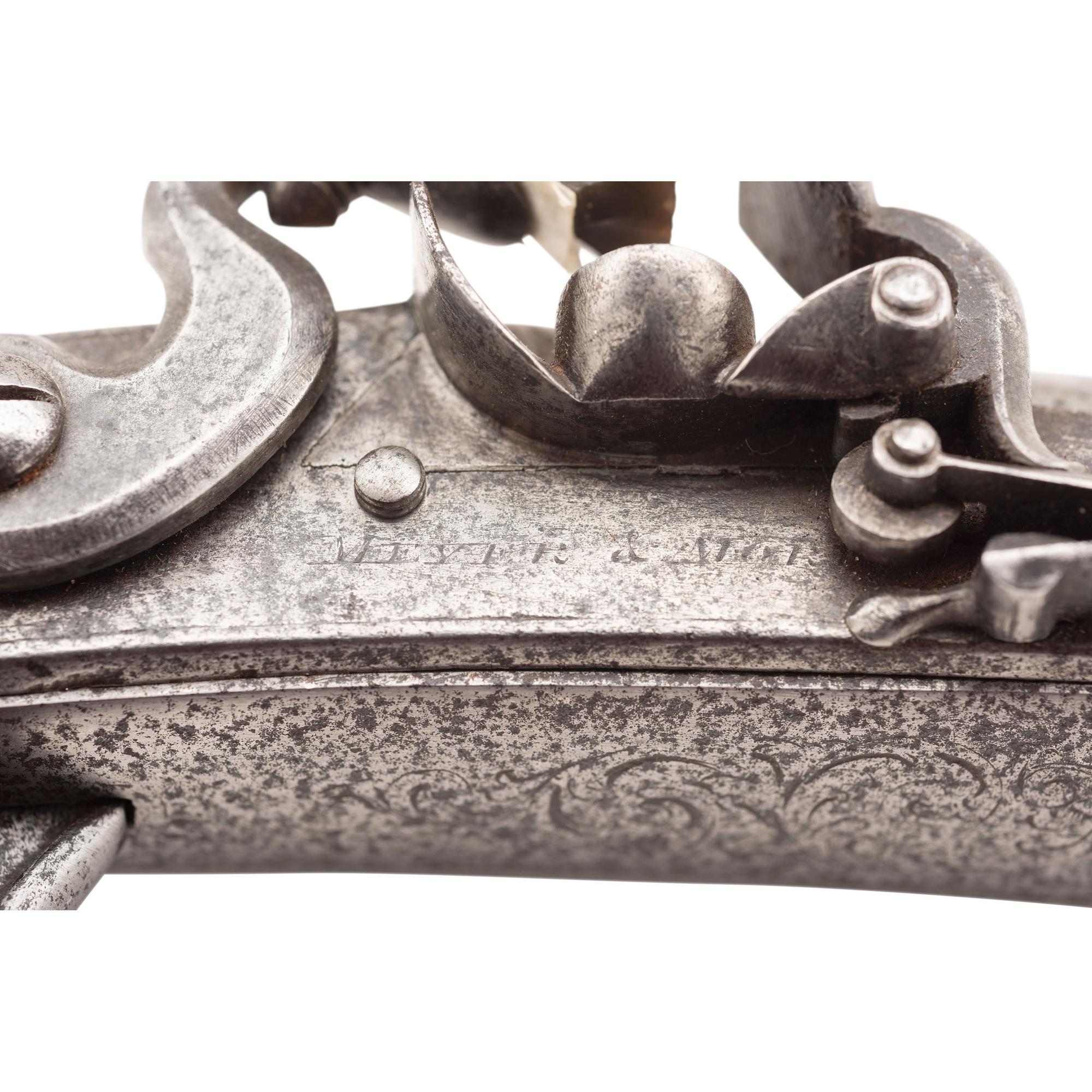 Scottish Steel Scroll Butt Flintlock Pocket Pistol
