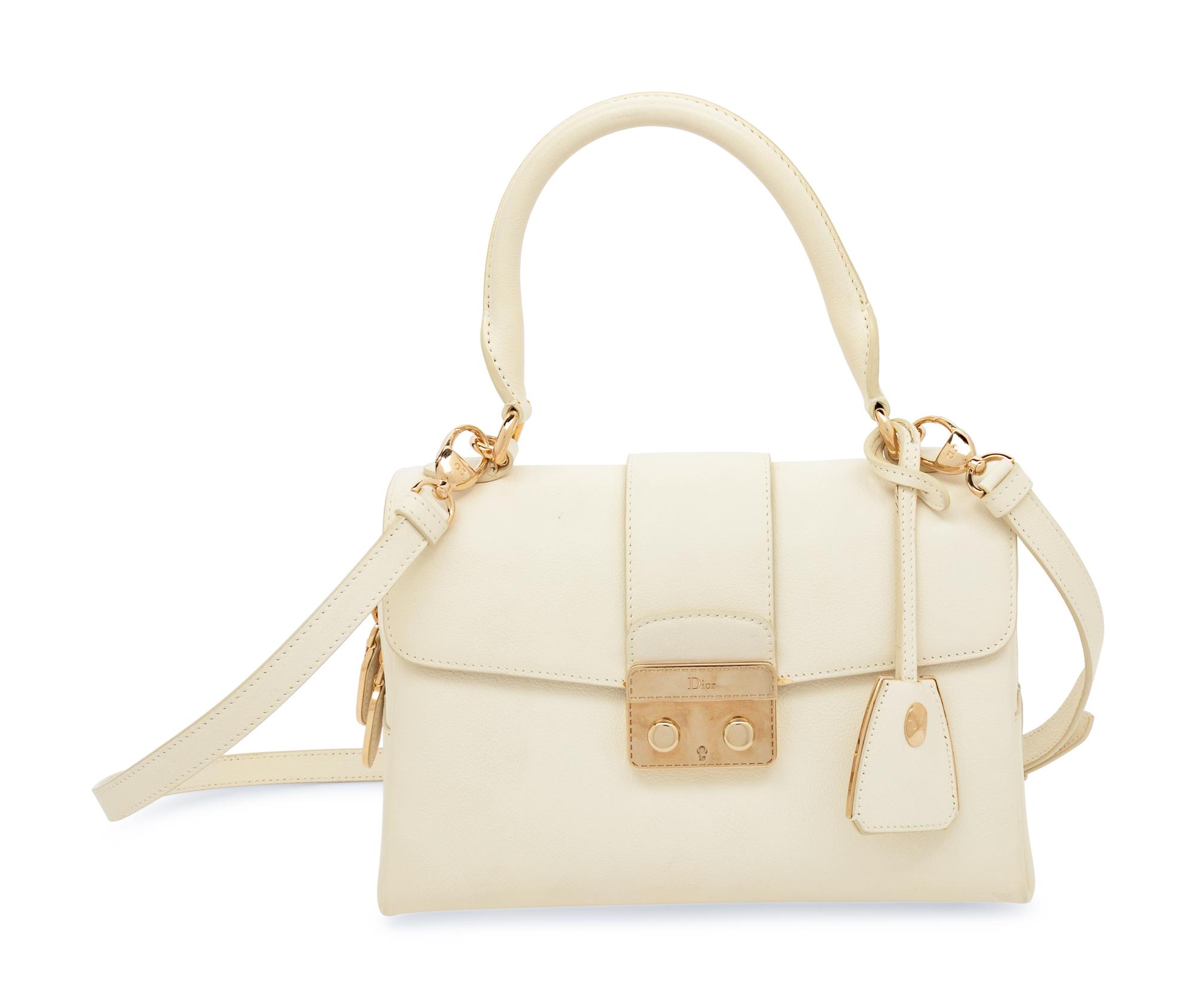 Christian Dior, White Leather Handbag