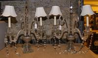 A Pair of English Cut Glass Two Light Candelabra Height 19 1/2 inches. — 19TH/20TH CENTURY