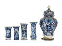 Five Blue and White Delftware Vessels