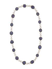 TANZANITE, BLACK ONYX AND DIAMOND NECKLACE