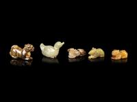 Five Chinese Jade and Hardstone Figures of Animals