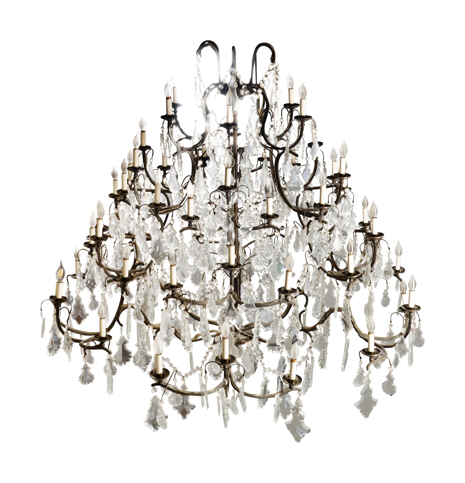 A Louis XV Style Bronze and Glass Sixty-Light Chandelier — 20TH CENTURY