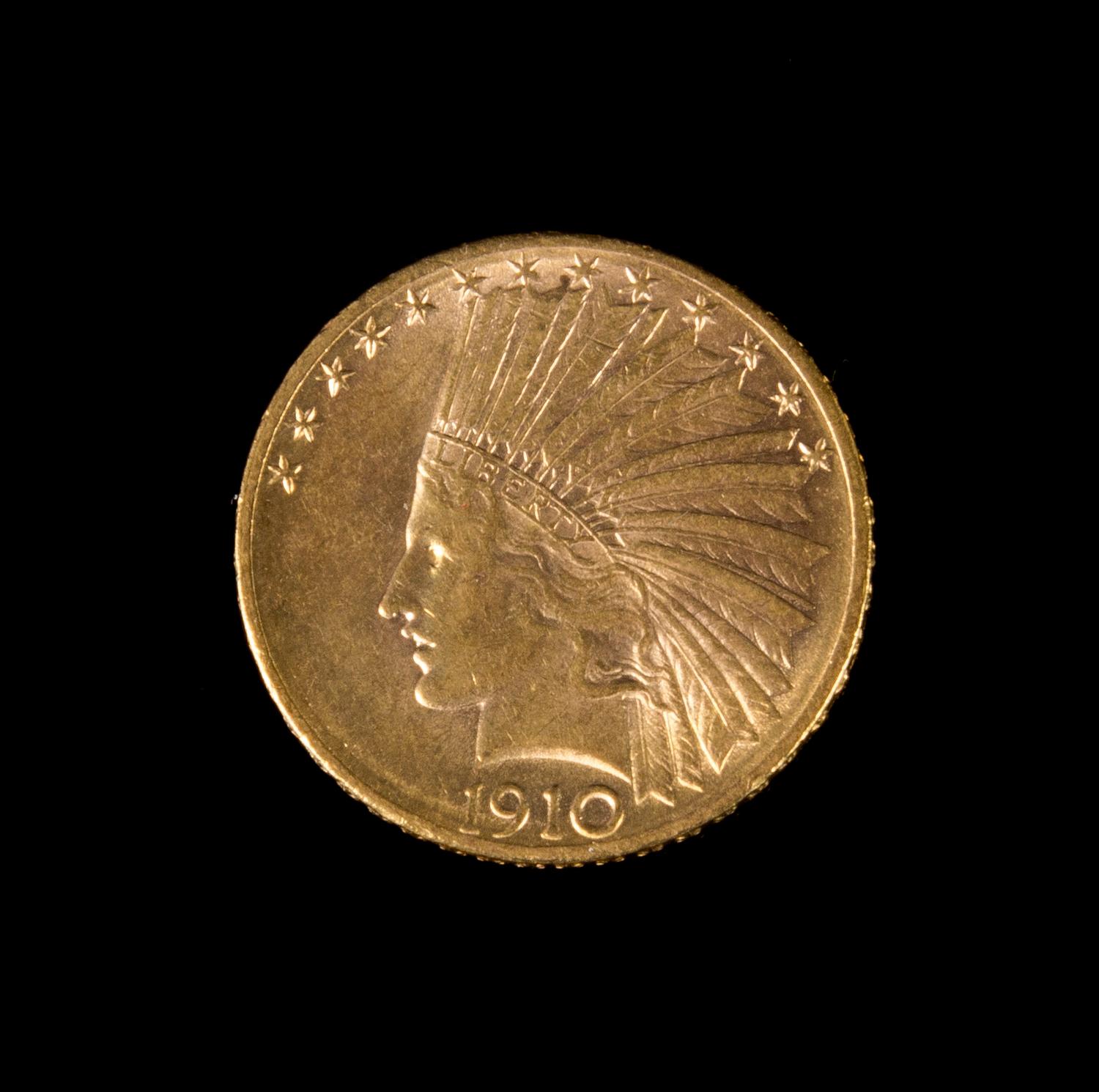A United States 1910-D Indian Head $10 Gold Coin
