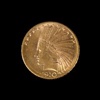 A United States 1910-D Indian Head $10 Gold Coin