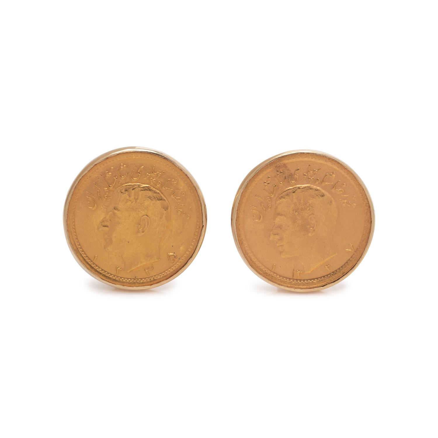 YELLOW GOLD AND COIN CUFFLINKS