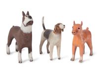 Four Folk Art Painted Wood Dog Figures