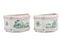 A Pair of French Faience Cache Pots
