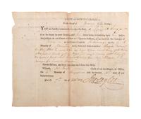 [SLAVERY & ABOLITION]. Partially printed writ of detention related to the surrender of the enslaved woman "Lucy" and the enslaved girl "Nancy." Orange County, NC, 1813.