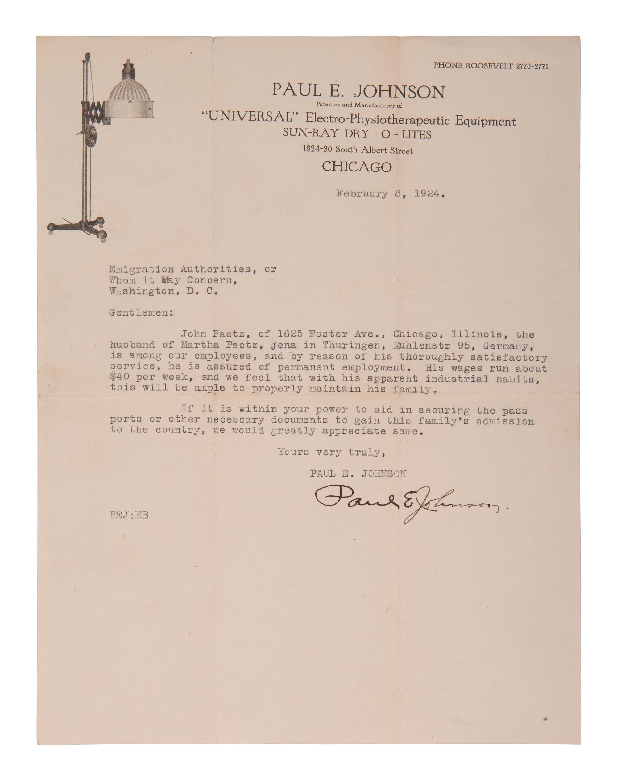 [BUSINESS] Black inventor Paul Johnson writes to Emigration Authorities in support of German worker.
