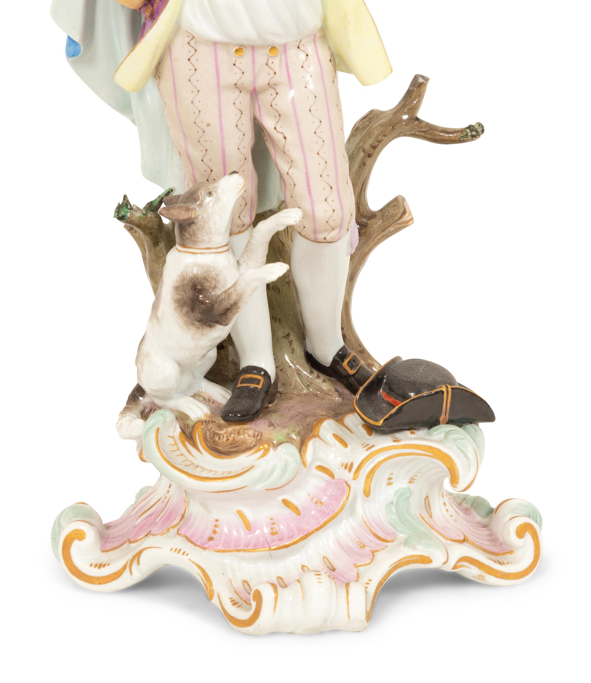 A Pair of Meissen Porcelain Figural Candelabra