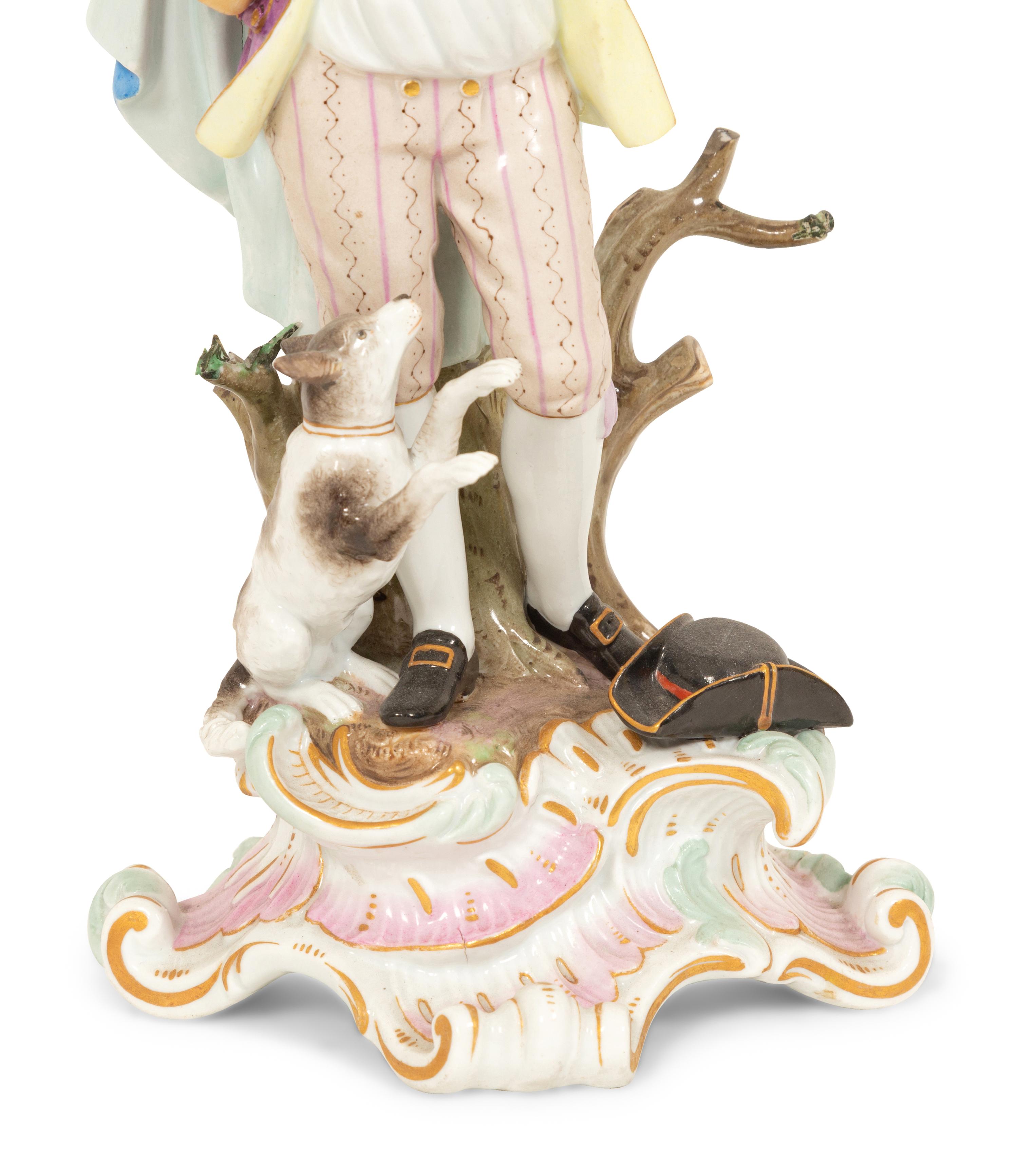A Pair of Meissen Porcelain Figural Candelabra