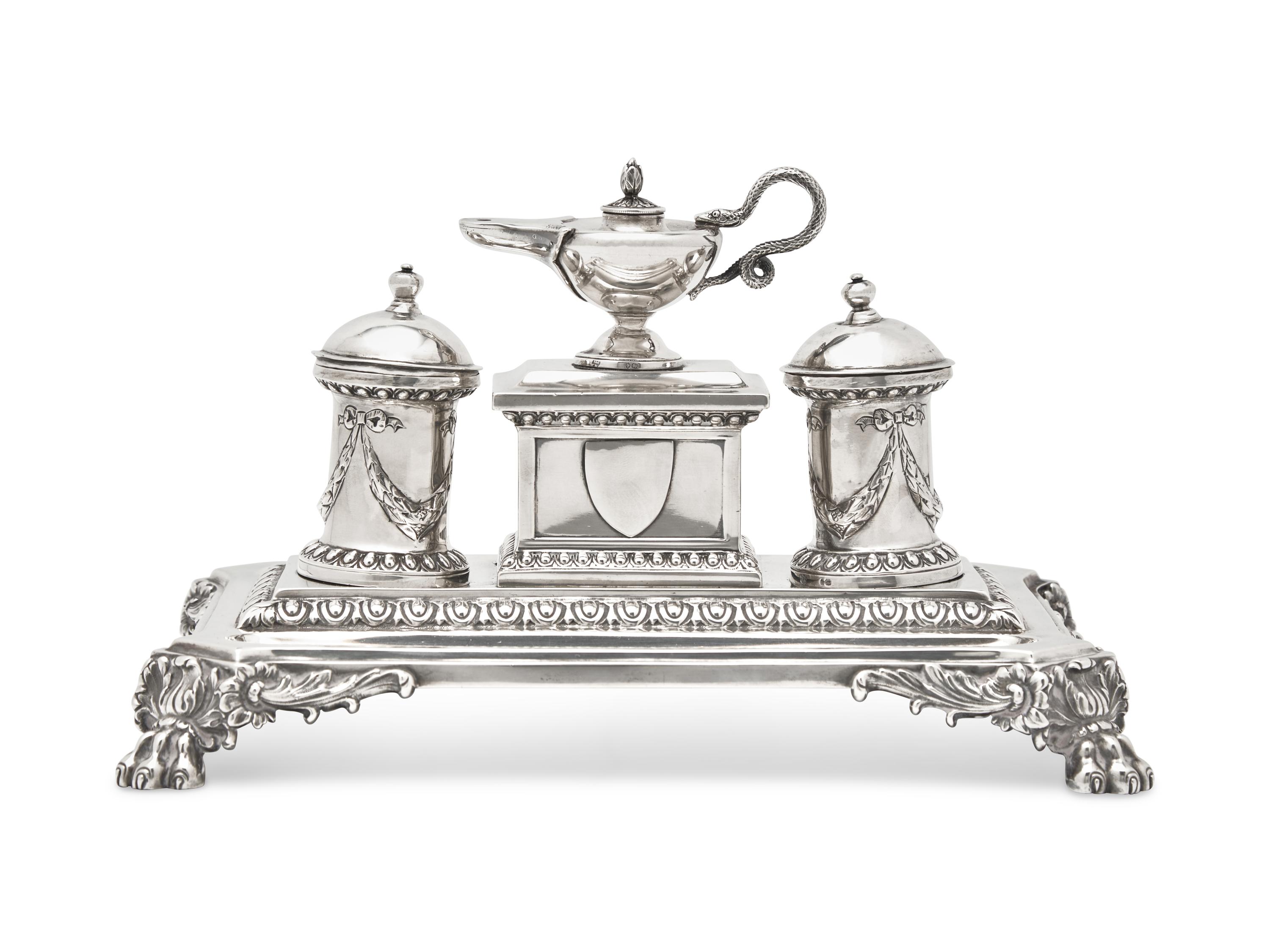 A Victorian Sterling Silver Standish