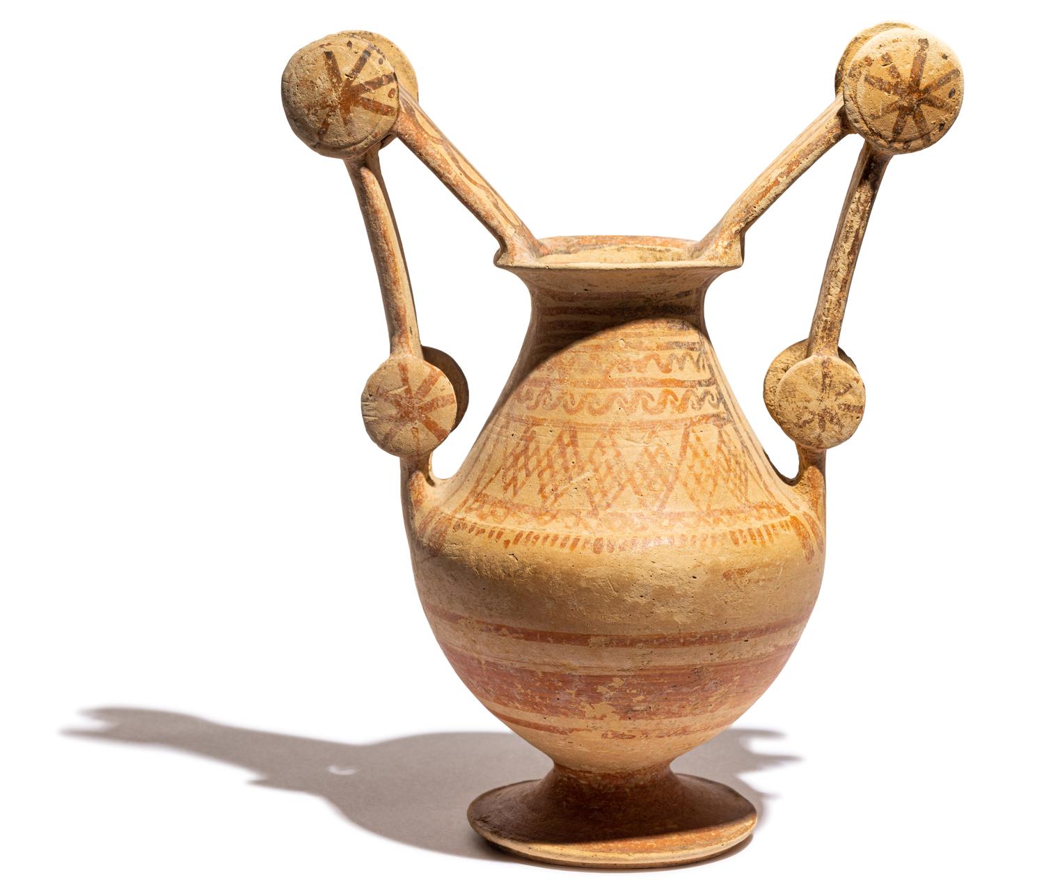 A Mesapian Painted Pottery Trozella