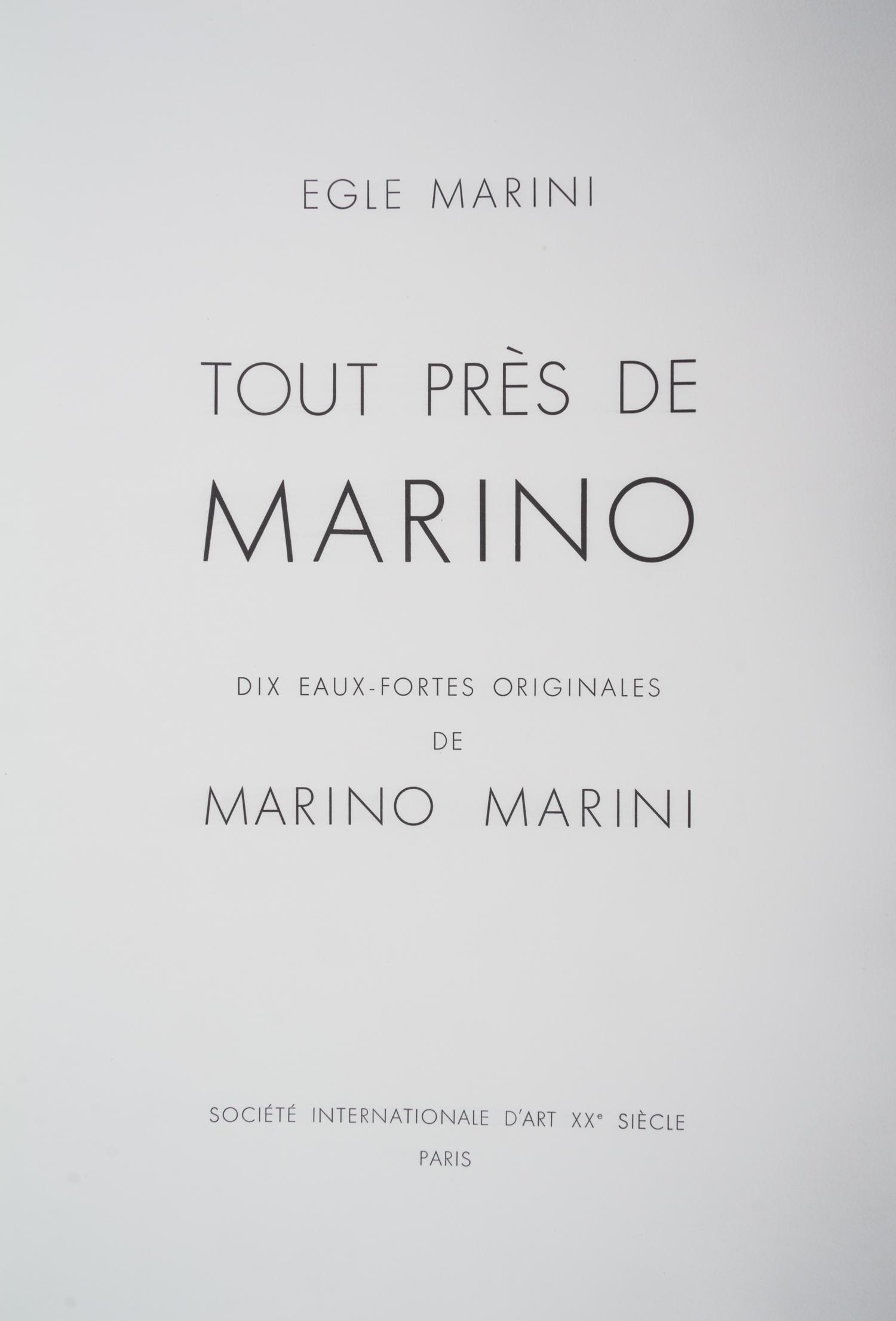 (MARINI, MARINO) MARINI, EGLE. Tout pres de Marino. Paris, 1971. Limited, signed. Set of 10 etchings.