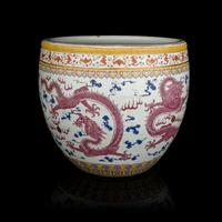 A Large Chinese Famille Rose 'Dragon' Porcelain Jardinière