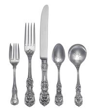 An American Silver Flatware Service, Reed and Barton, Taunton, MA, Francis I pattern, comprising: 20 dinner forks 26 dinner knives 17 l
