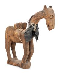 A Carved Wood Horse with Articulated Head
