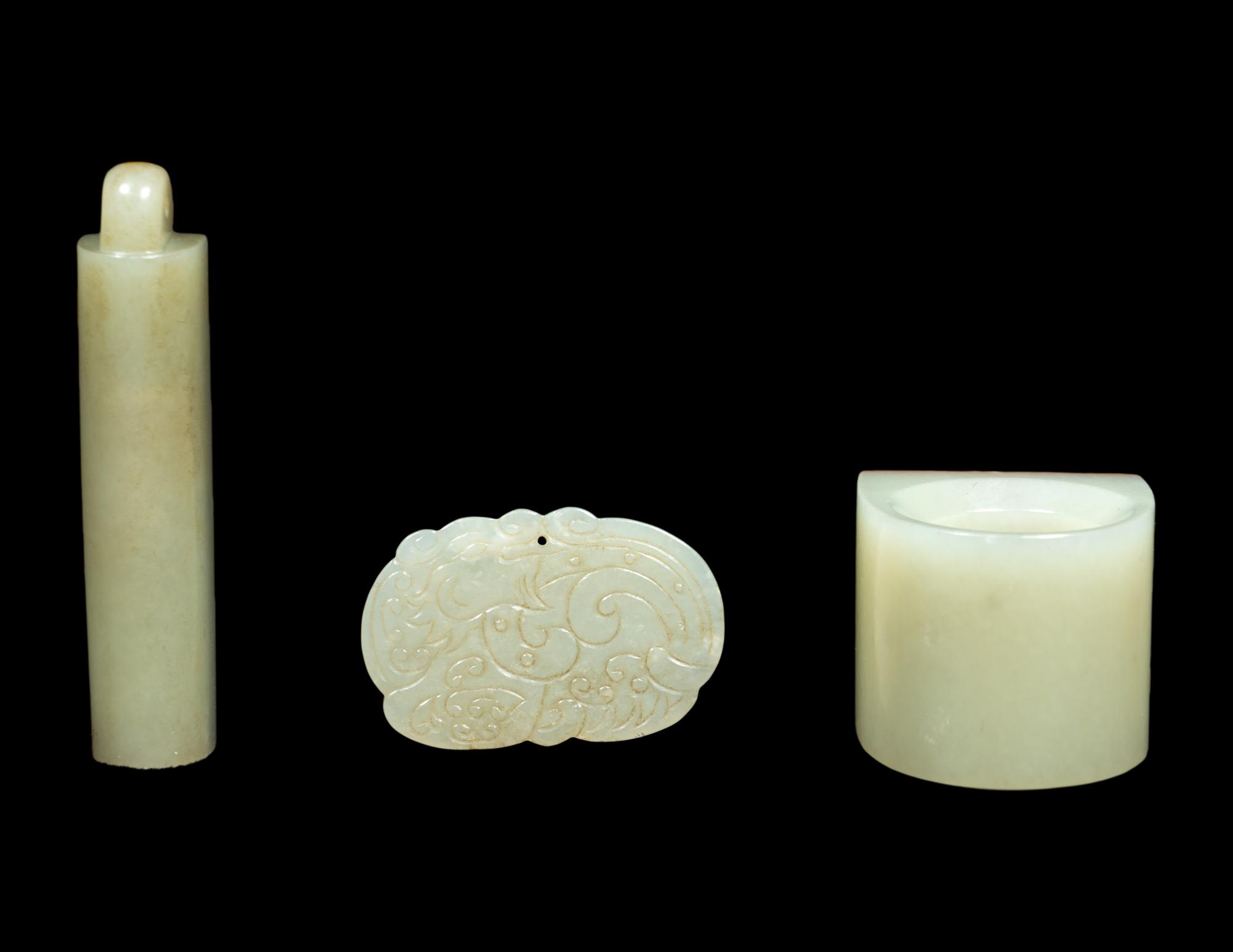 Three Chinese Celadon Jade Articles
