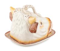 A Whimsical Glazed Earthenware Steer-Form Cheese Dome