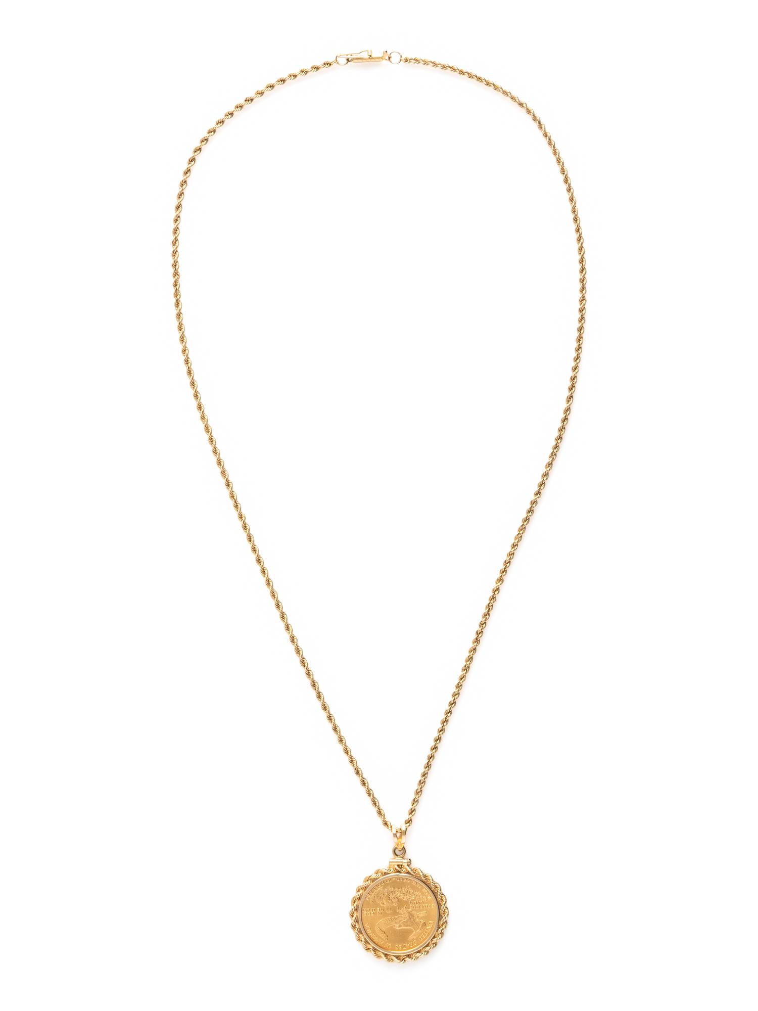 GOLD EAGLE COIN PENDANT NECKLACE