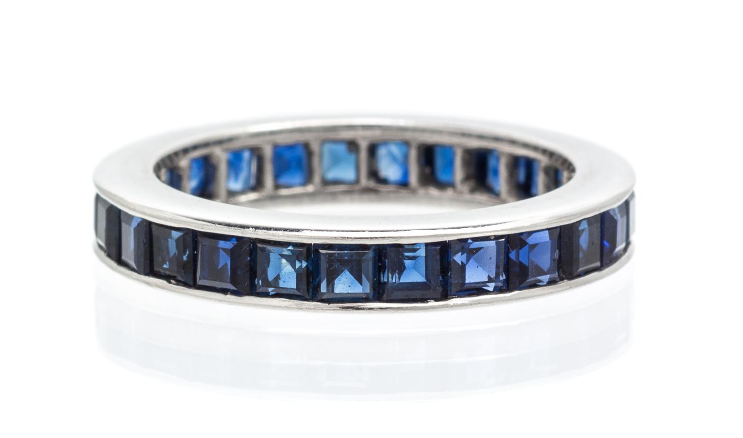 A Platinum and Sapphire Eternity Band, 3.60 dwts.