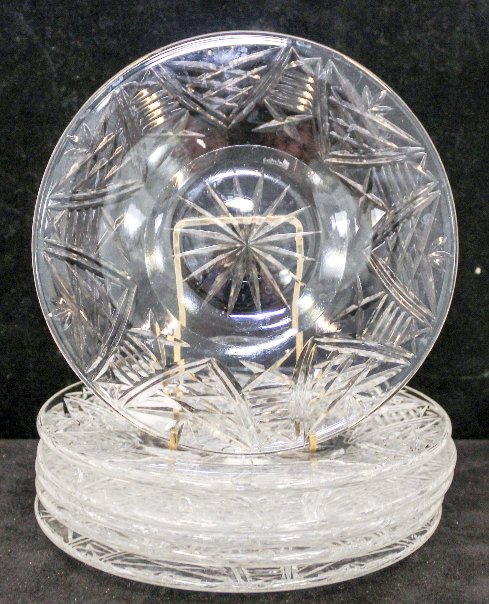 A Set of Six Waterford Cut Glass Plates. Diameter 8 inches.