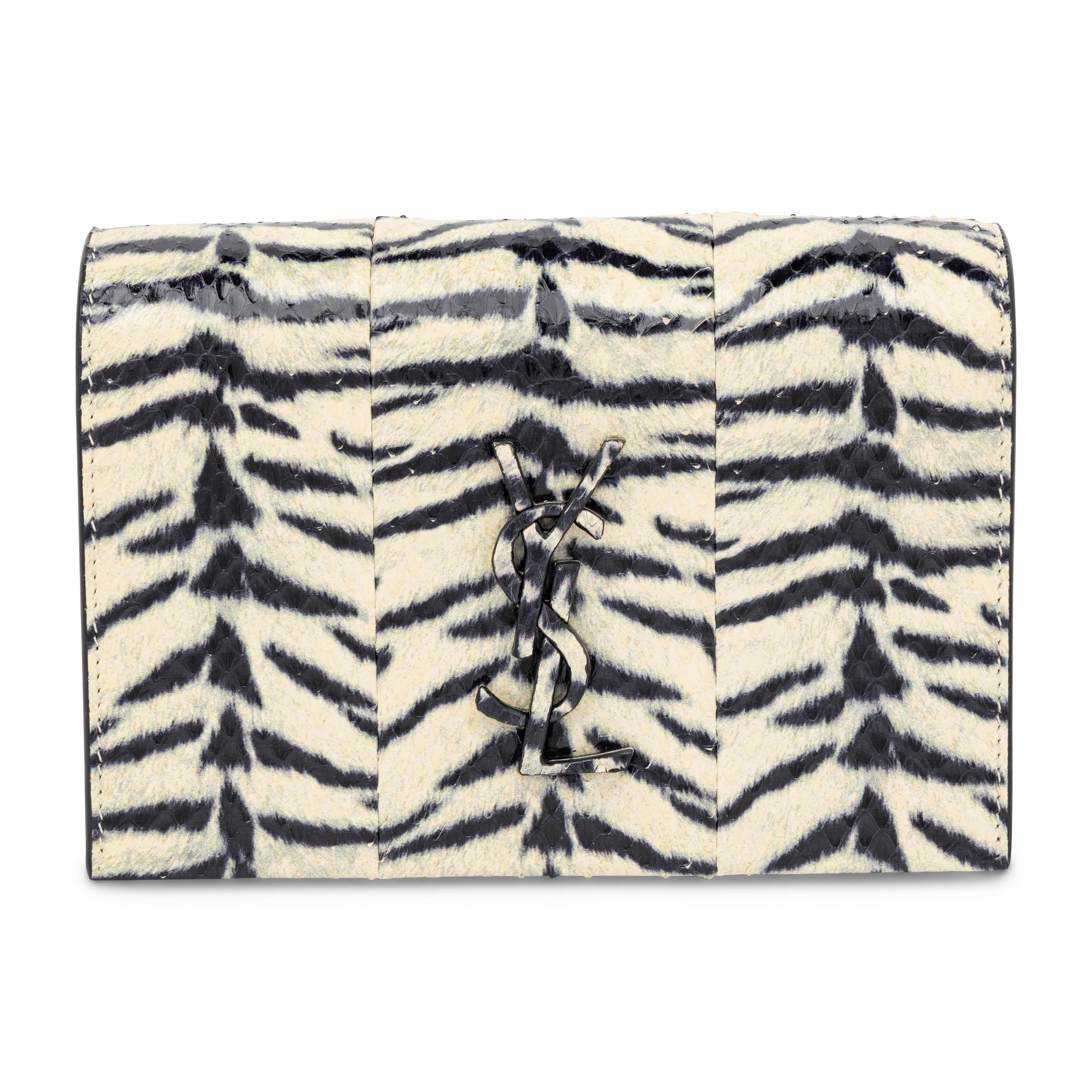 Saint Laurent, Kate Strap Wallet in Zebra-Print Snakeskin