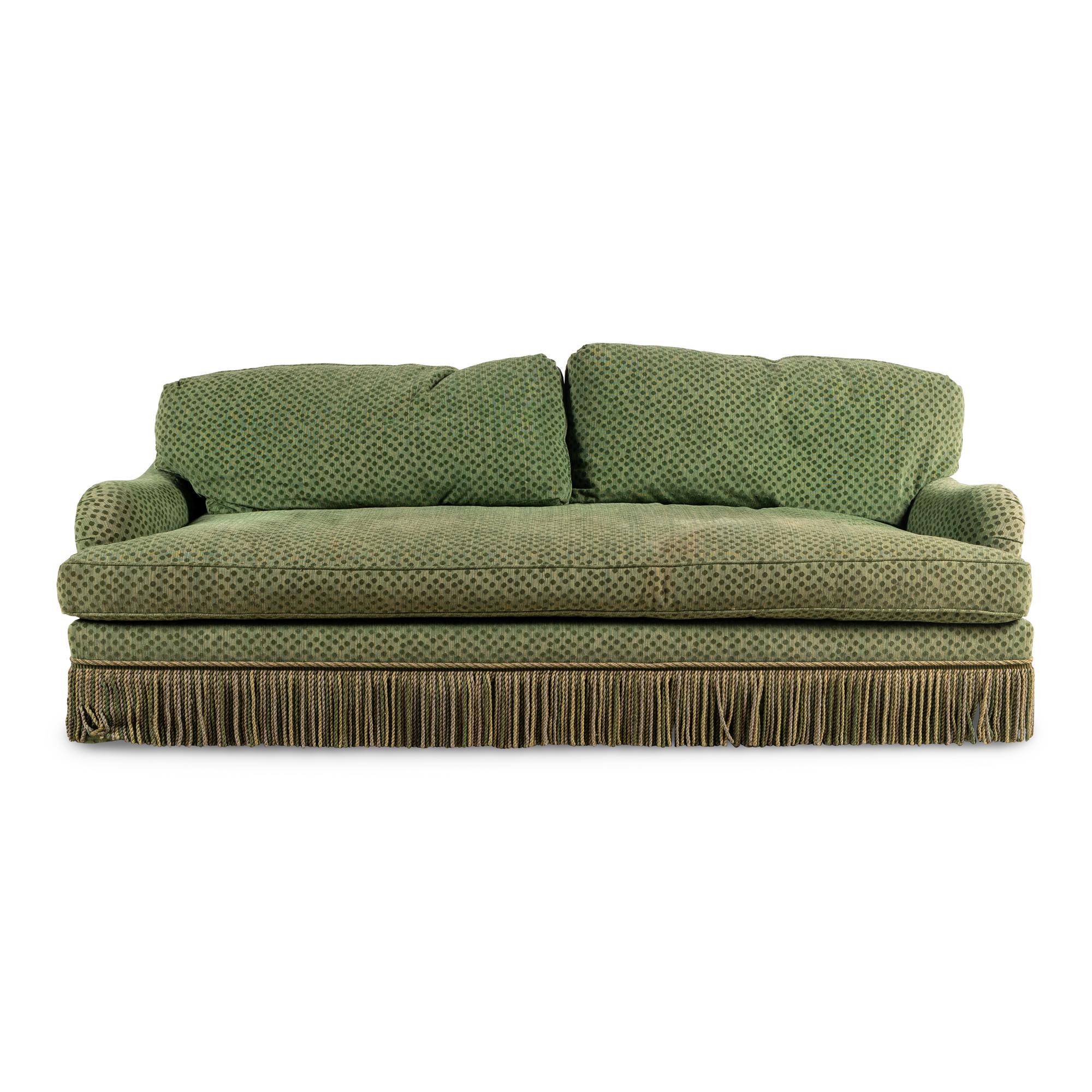 A Custom Two-Cushion Sofa with Bullion Fringe