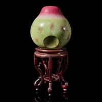 A Large Chinese Famille Rose Model of a Peach, 20th Century 近代 粉彩大壽桃擺件 帶木座