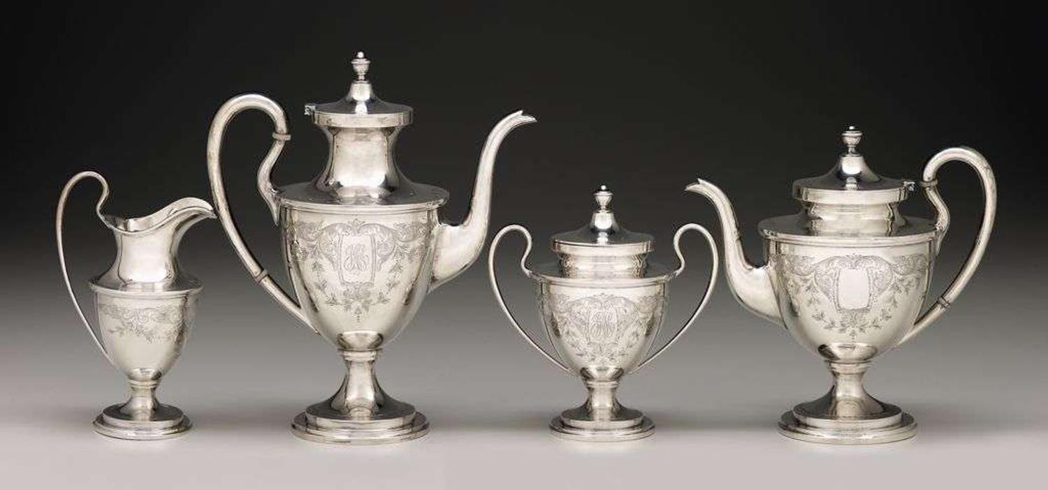 Four piece sterling silver coffee and tea service s. kirk & son, baltimore, md, 20th century