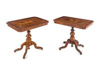 A Pair of Italian Parquetry Occasional Tables