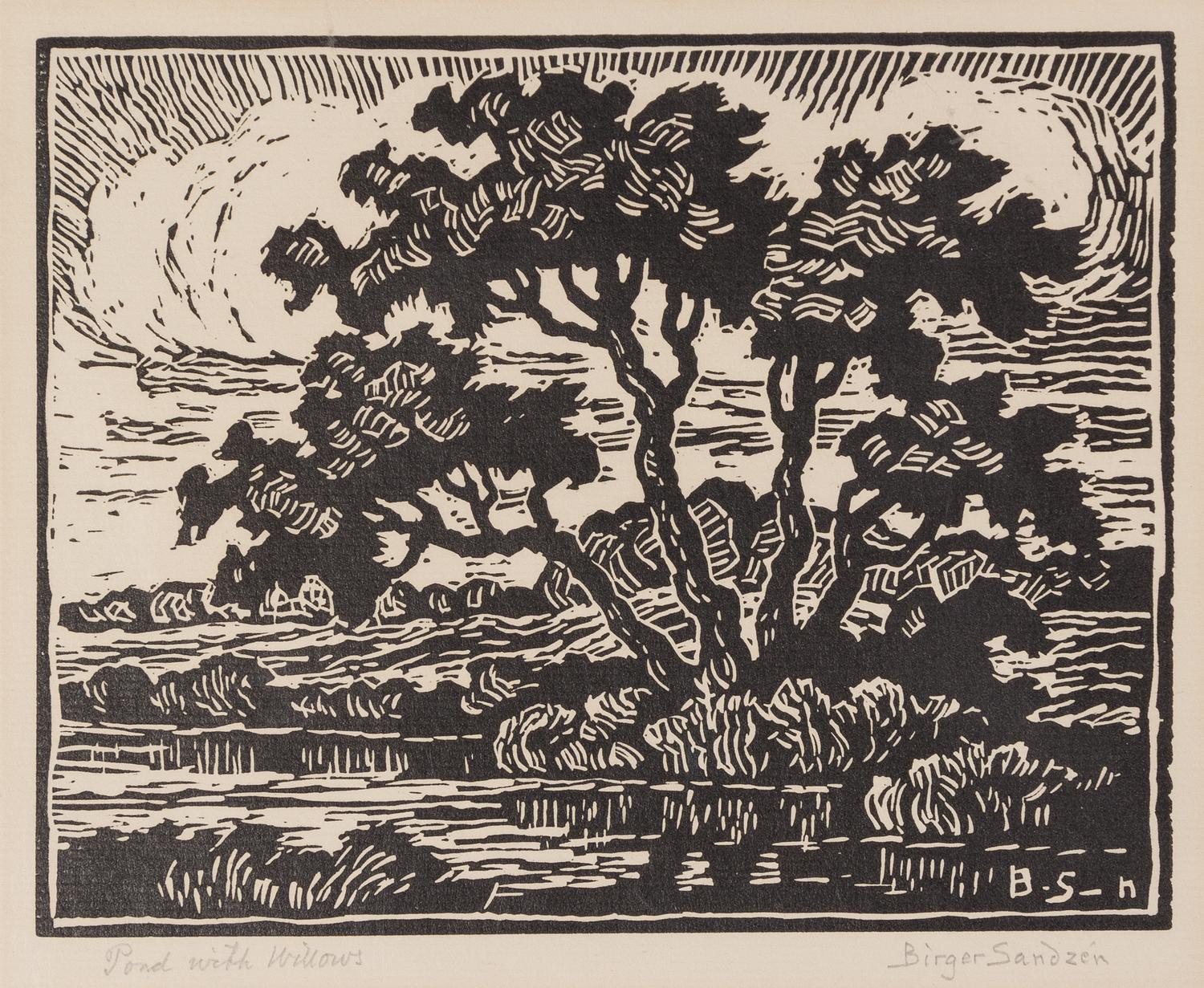 Birger Sandzen, (American, 1871-1954), Sunshine Lake and Pond with Willows (two works)