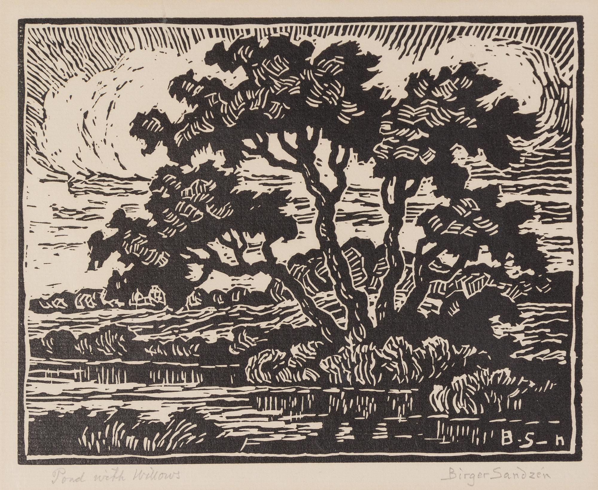 Birger Sandzen, (American, 1871-1954), Sunshine Lake and Pond with Willows (two works)
