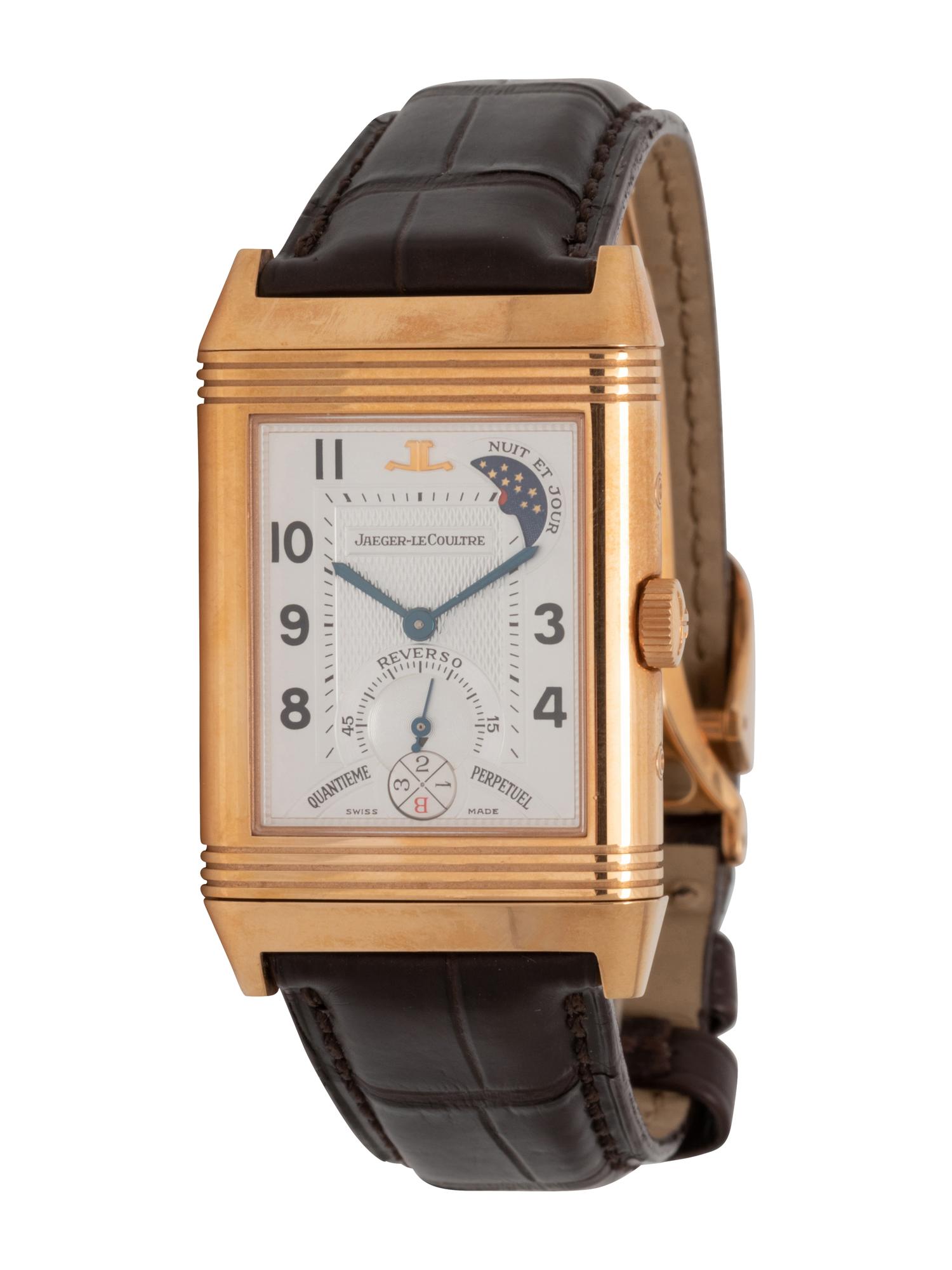 JAEGER-LECOULTRE, REF 270.2.55 18K YELLOW GOLD 'REVERSO QUANTI È ME PERPÉTUEL' RETROGRADE WATCH