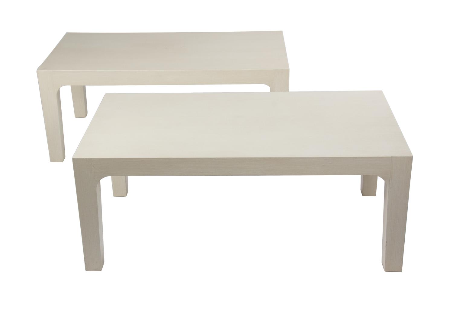 Two Karl Springer Style Lacquered Low Tables Height 16 x width 40 inches. — LATE 20TH CENTURY