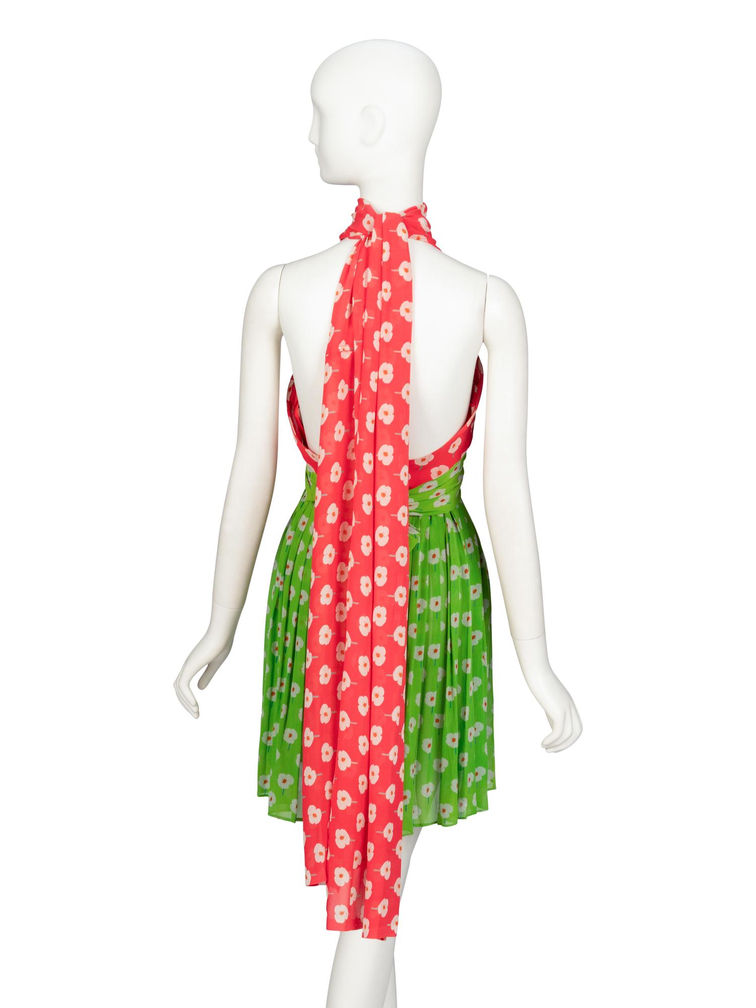 BILL BLASS, FLORAL PRINT HALTER DRESS