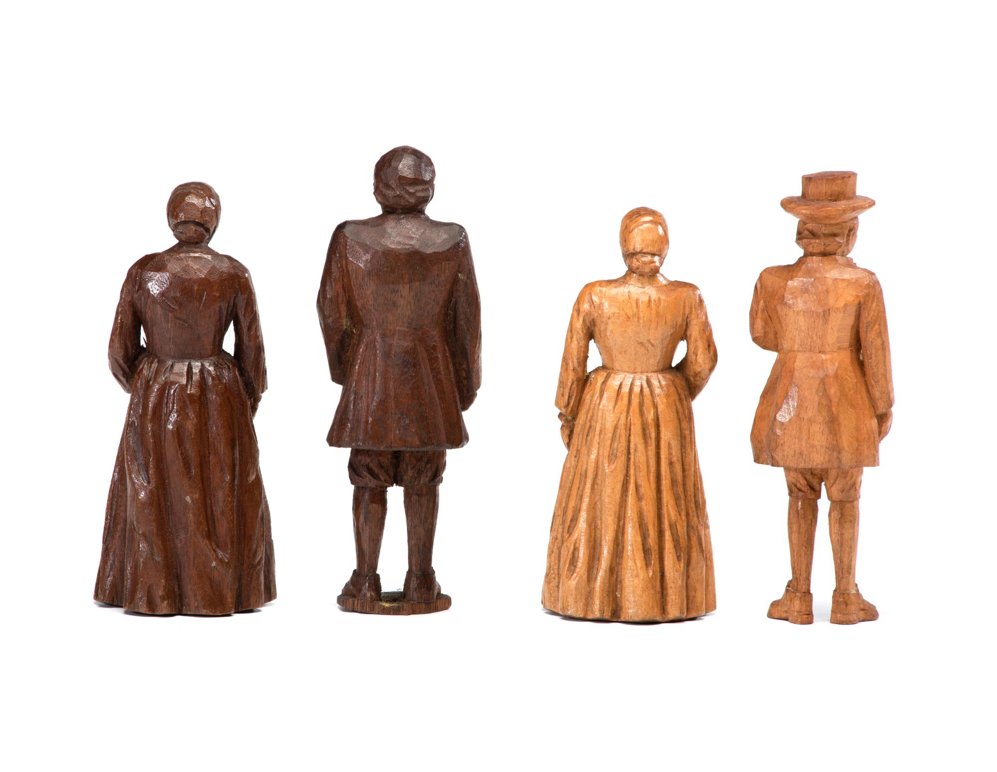 Four Carved Wooden Folk Art Figurines
