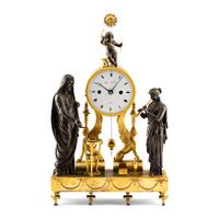 An Empire Style Gilt and Patinated Bronze Mantel Clock