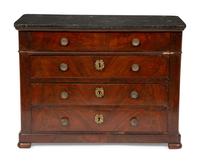A Continental Diminutive Rosewood Marble-Top Chest of Drawers