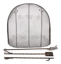 A Regency Style Black Wire Fire Screen Height 33 x width 38 x depth 16 1/2 inches. — 19TH CENTURY